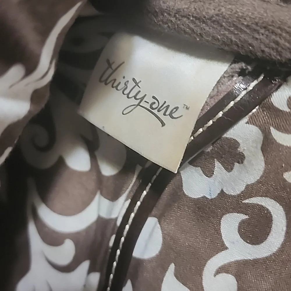 THIRTY-ONE  DARK BROWN  LEATHER EXTERIOR SHOULDER BAG 👜  PURSE. - Picture 8 of 9